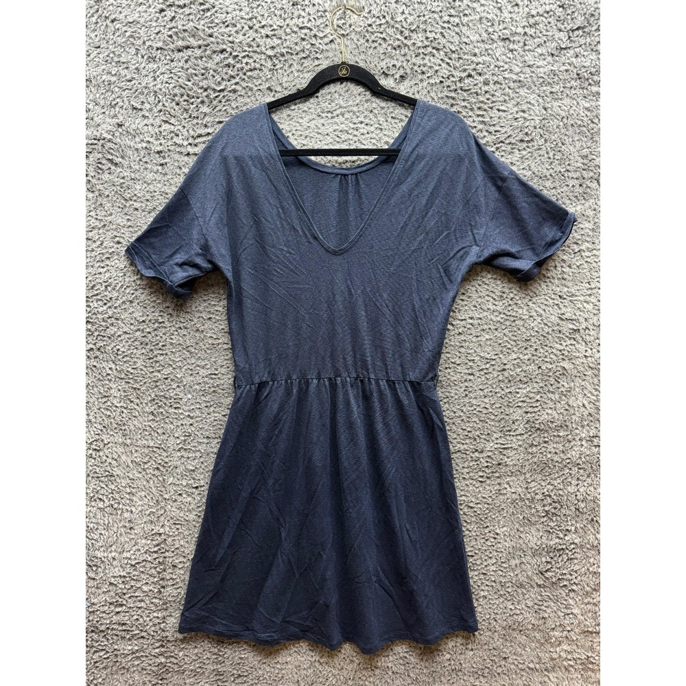 Sessun Lulu Cotton-Blend Mini V-Neck Shirt Dress Navy Blue Womens Size L
